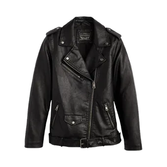 Black leather biker jacket